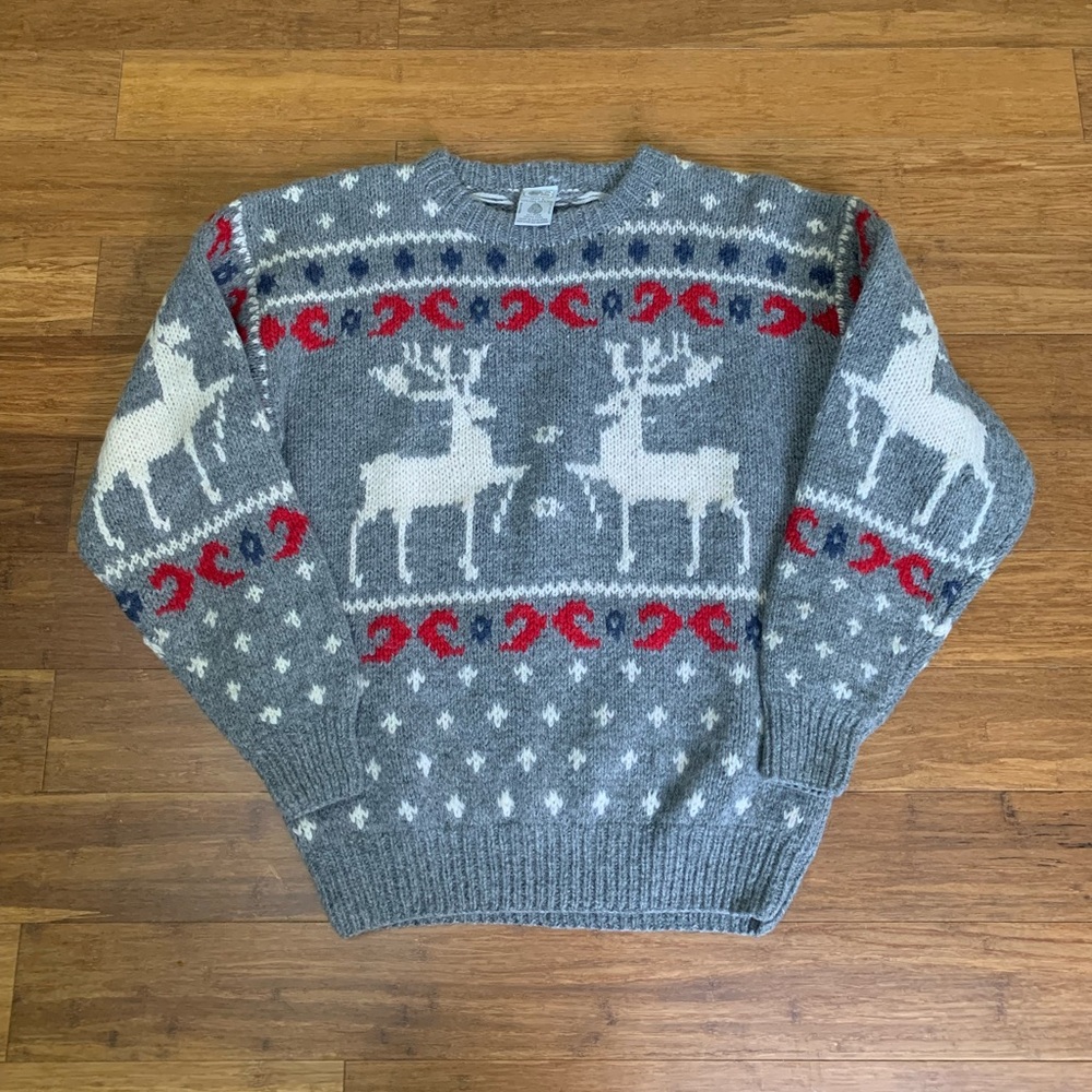 100% Shetland Wool Christmas Reindeer Sweater